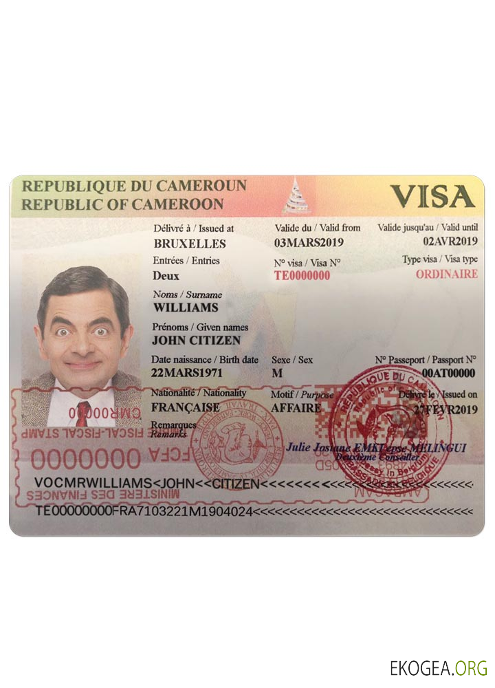 Visa CAMEROUN template Visa CAMEROUN template